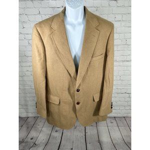 VTG Benchley Ltd Classic Collection Tan Camel Hair Two Button Blazer Jacket 44R